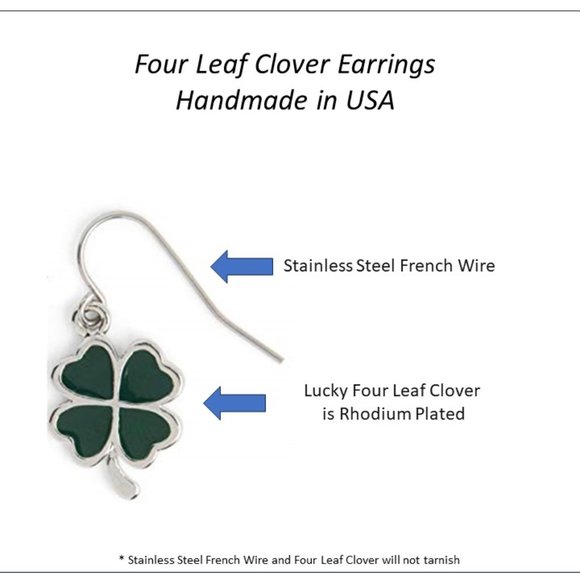 St Patrick's Day Earrings Lucky Four Leaf Clovers Womens Girls Jewelry - Picture 2 of 6